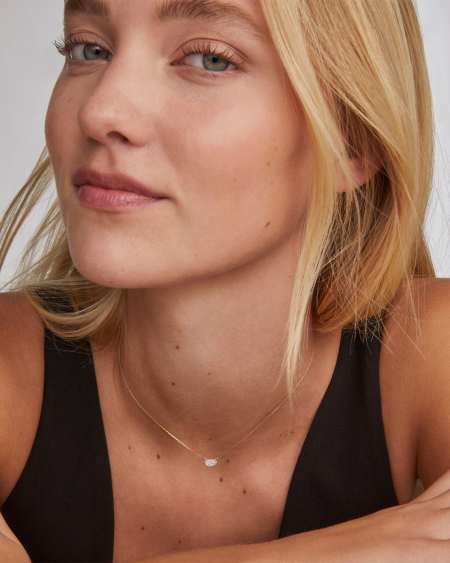 Marisa Pendant Necklace in White Diamond and 14k Yellow Gold