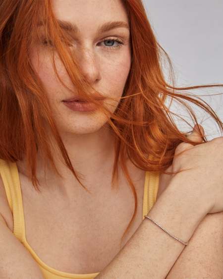 14k Yellow Gold Tennis Bracelet in White Diamond