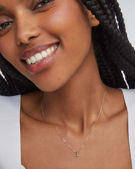 Diamond Accent Letter I 14k Yellow Gold Pendant Necklace in White Diamond