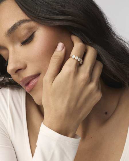Cailin Gold Crystal Band Ring in Ivory Mother-of-Pearl