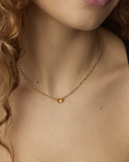 Cailin Gold Pendant Necklace in Golden Yellow Crystal