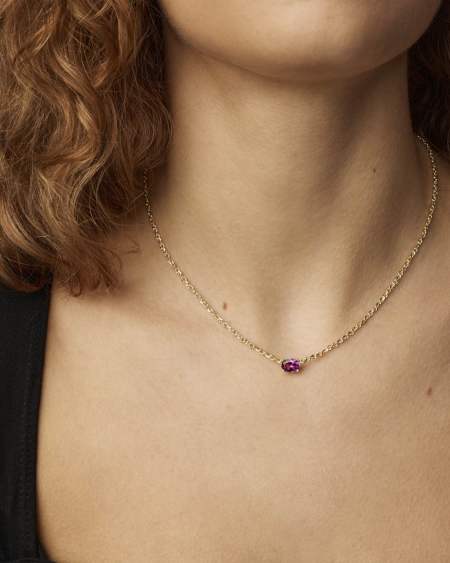 Cailin Gold Pendant Necklace in Purple Crystal