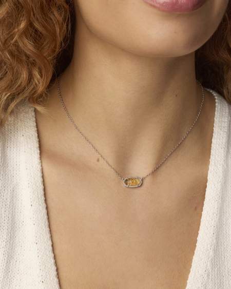 Elisa Silver Pendant Necklace in Citrine