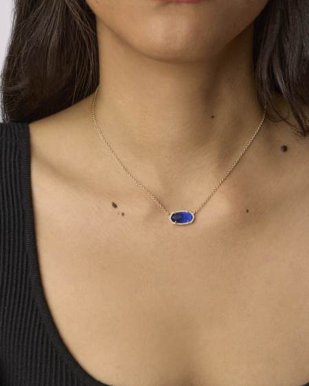 Elisa Gold Pendant Necklace in Cobalt Cat's Eye