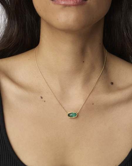 Elisa Gold Pendant Necklace in Emerald Cat’s Eye