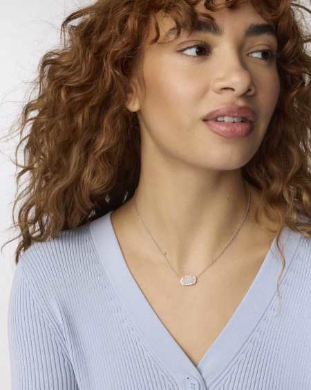 Elisa Silver Pendant Necklace in Iridescent Drusy