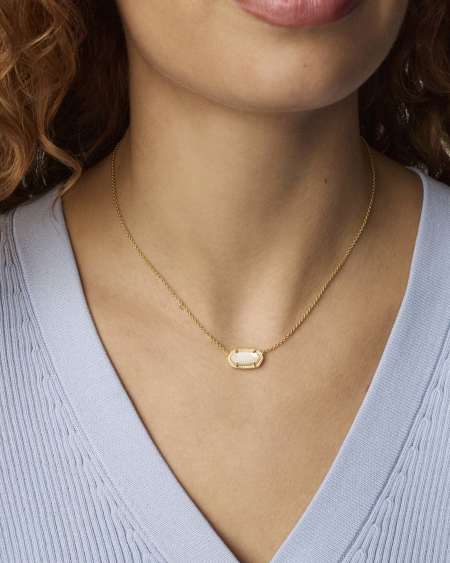 Elisa Gold Pendant Necklace in Ivory Mother-of-Pearl