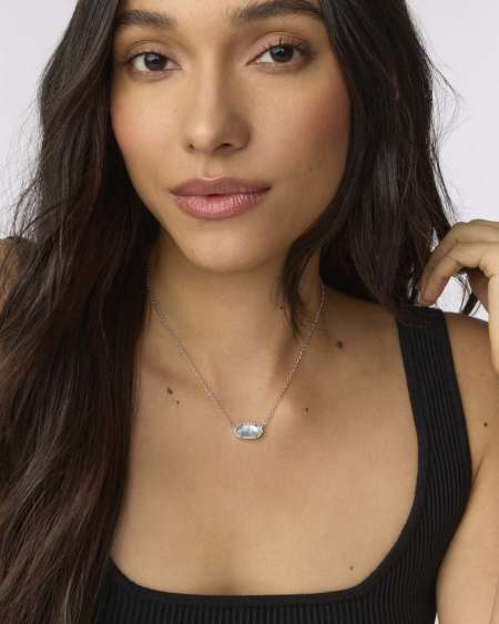 Elisa Silver Pendant Necklace in Light Blue Illusion