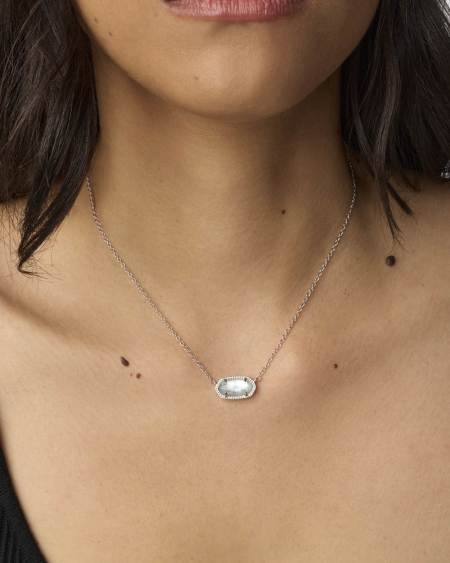 Elisa Silver Pendant Necklace in Light Blue Illusion