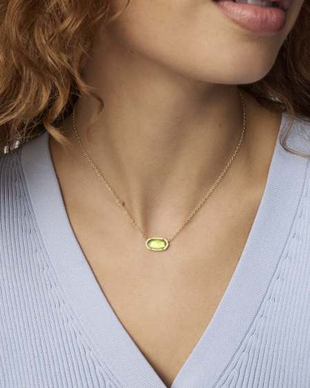 Elisa Gold Pendant Necklace in Peridot Illusion