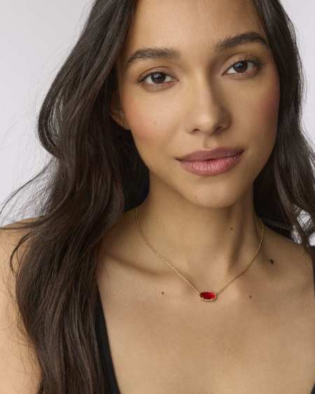 Elisa Gold Pendant Necklace in Red Illusion