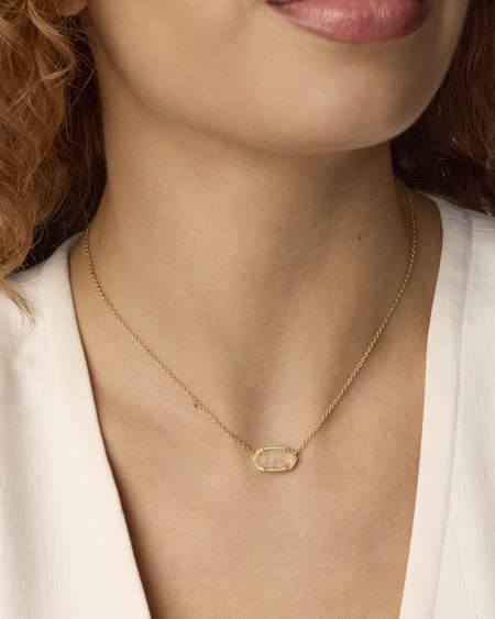 Elisa Gold Pendant Necklace in Rose Quartz