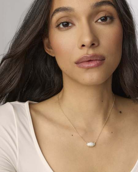 Elisa Gold Pendant Necklace in White Lab Grown Opal