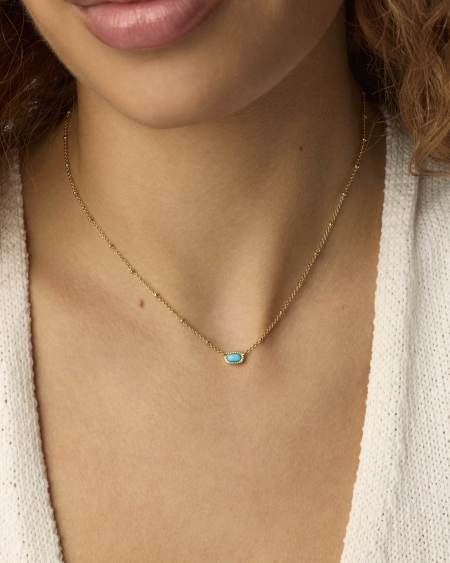 Mini Elisa Gold Satellite Short Pendant Necklace in Turquoise Magnesite