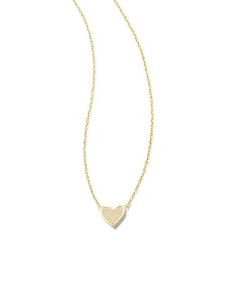 Framed Ari Heart Gold Short Pendant Necklace in Iridescent Drusy