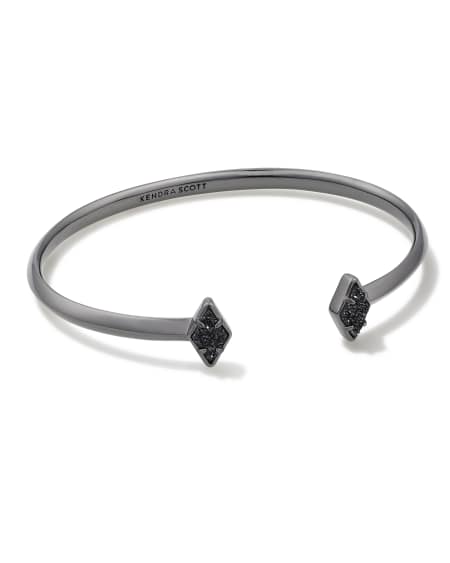 Kinsley Gunmetal Cuff Bracelet in Black Drusy