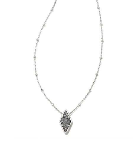 Kinsley Silver Short Pendant Necklace in Platinum Drusy