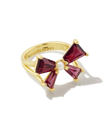 Blair Gold Bow Cocktail Ring in Red Mix