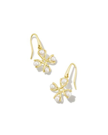 Everleigh Gold Pearl Drop Earrings in Freshwater Cultured Pearl