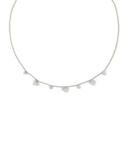 Haven Silver Heart Crystal Choker Necklace in White CZ