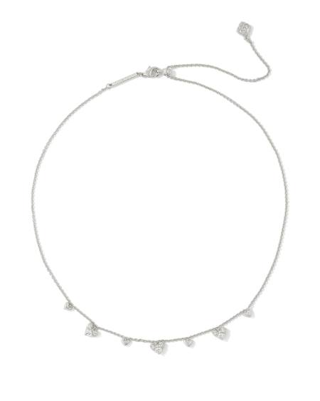 Haven Silver Heart Crystal Choker Necklace in White CZ