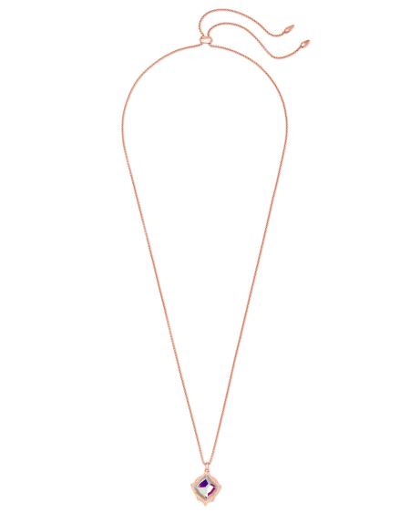 Kacey Long Pendant Necklace in Rose Gold