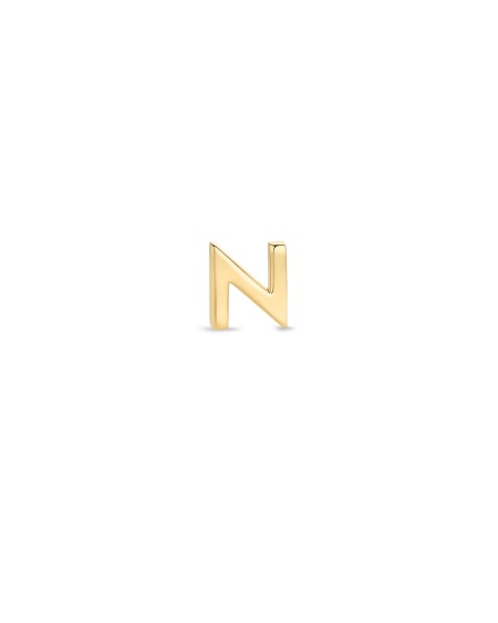 Letter N Single Stud Earring in 18k Gold Vermeil