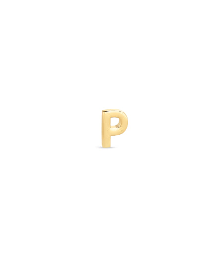 Letter P Single Stud Earring in 18k Gold Vermeil