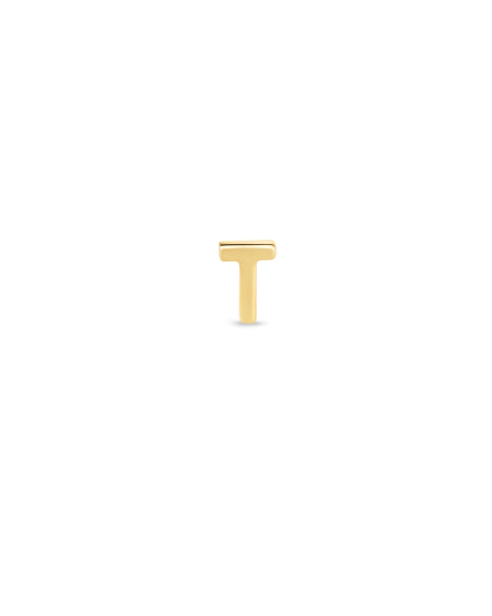 Letter T Single Stud Earring in 18k Gold Vermeil