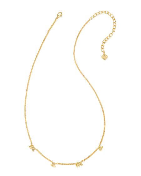 Mama Script Strand Necklace in Gold