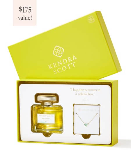 Framed Ari Heart Gold Pendant Necklace in Light Green Mother-of-Pearl and Jade Blossom Eau de Parfum 75ml Fragrance Gift Set