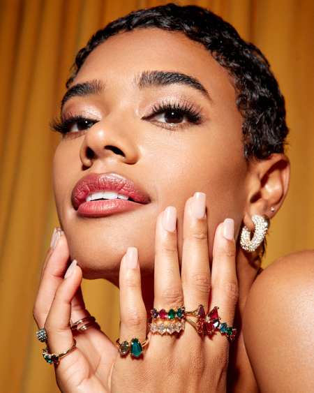 Cailin Gold Crystal Band Ring in Multi Mix