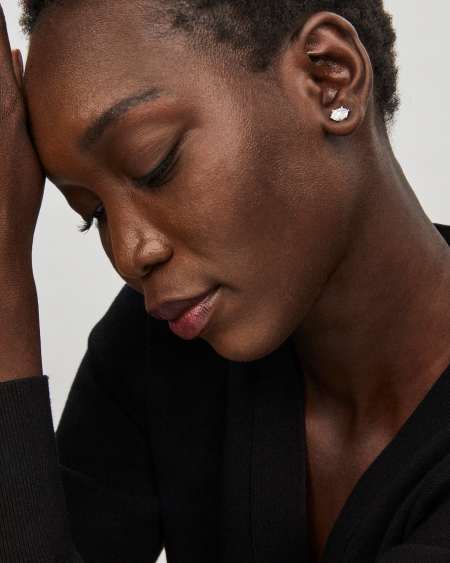 Cailin Silver Crystal Stud Earrings in White Crystal