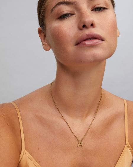 Beau Letter A Pendant Necklace in Vintage Gold