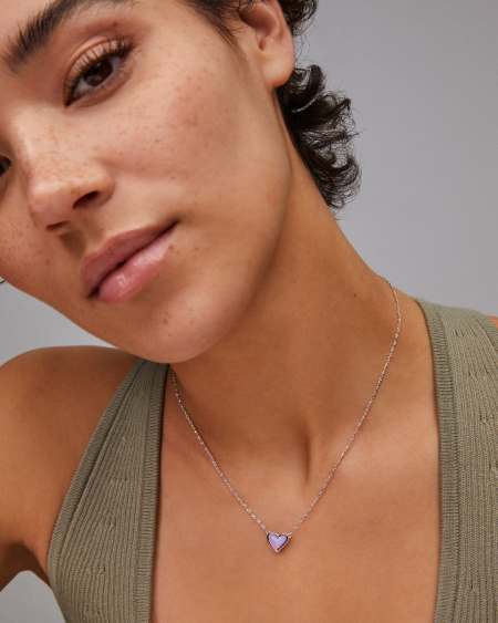 Framed Ari Heart Gold Short Pendant Necklace in Light Pink Drusy