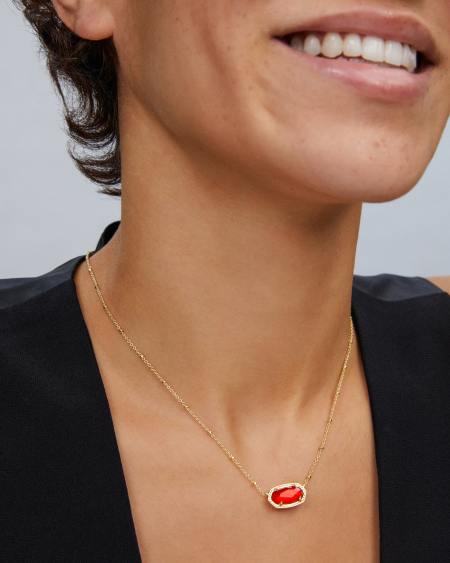 Elisa Gold Pendant Necklace in Red Illusion