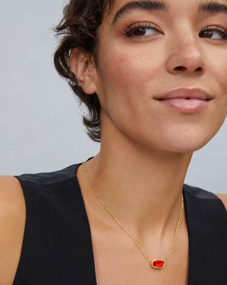 Elisa Gold Pendant Necklace in Red Illusion
