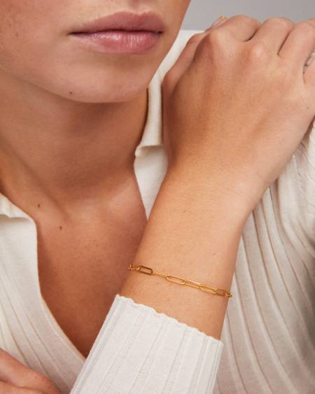 Large Paperclip Chain Bracelet in 18k Gold Vermeil