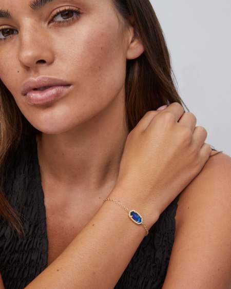 Elaina Gold Adjustable Chain Bracelet in Navy Abalone