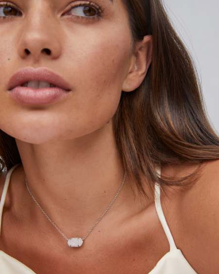 Elisa Silver Pendant Necklace in Iridescent Drusy