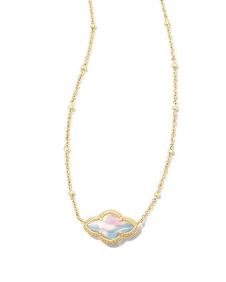 Abbie Gold Pendant Necklace in Dichroic Glass