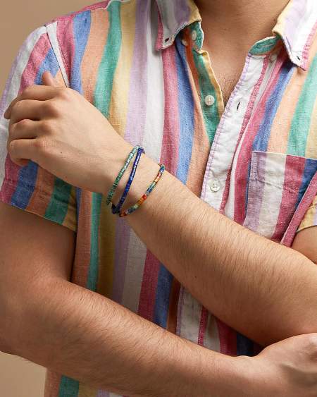 Grey Oxidized Sterling Silver Corded Bracelet in Teal Feldspar