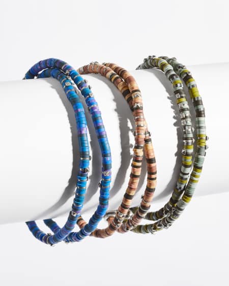 Hicks Oxidized Sterling Silver Corded Bracelet in Green Mix