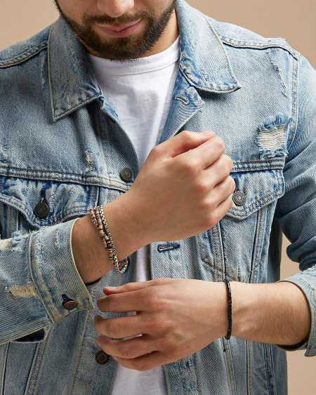 Hicks Oxidized Sterling Silver Corded Bracelet in Tortoise Mix