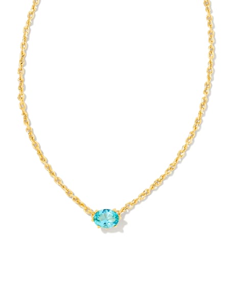 Cailin Gold Pendant Necklace in Aqua Crystal