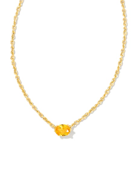 Cailin Gold Pendant Necklace in Golden Yellow Crystal