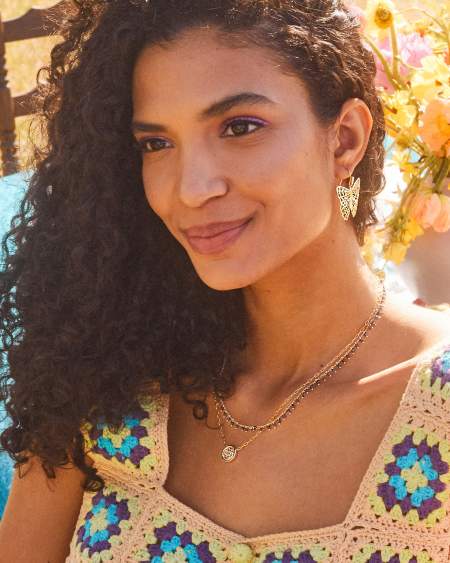 Hadley Butterfly Drop Earrings in Gold