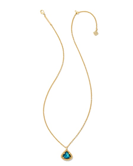 Framed Kendall Gold Short Pendant Necklace in Teal Abalone