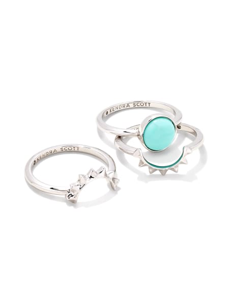 Sienna Silver Sun Ring Set in Light Blue Magnesite