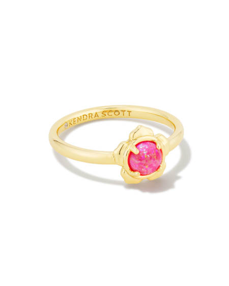 Susie Gold Band Ring in Hot Pink Lab Grown Opal